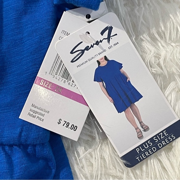 Seven7 Womens Tied Dress Size 2X Blue Short Sleeve Pockets Pullover Casual - Picture 5 of 9